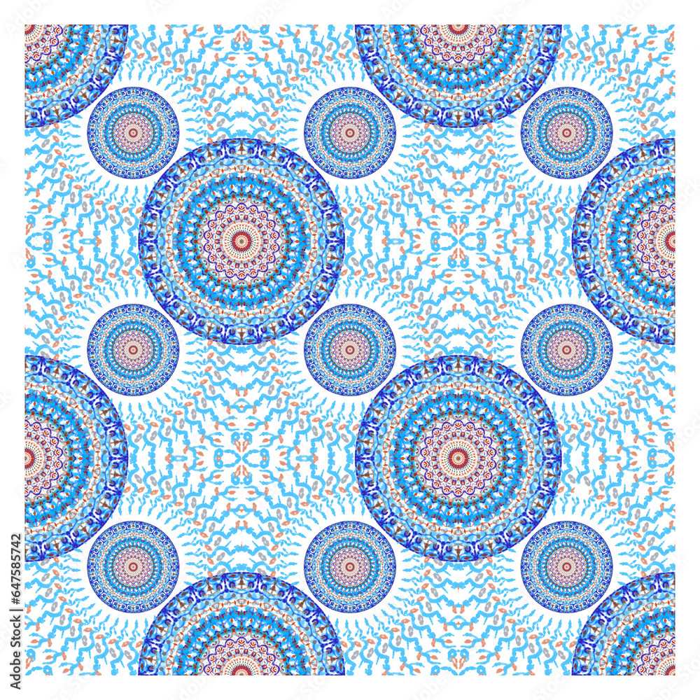 The many cercle  blue tone mandala pattern 