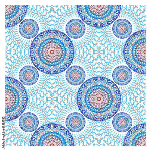 The many cercle blue tone mandala pattern 