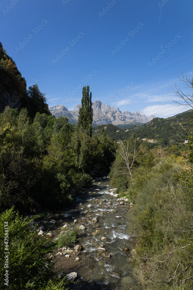 river with watercourse in the valley of mountainous area