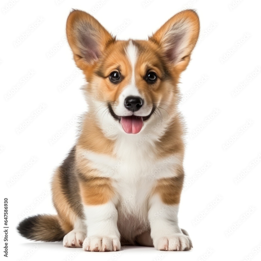 Cute corgi dog puppy portrait isolated on white