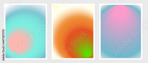 Aura Set Gradient y2k round poster. Futurism vector art set. Retrowave, synthwave, rave, steam wave background. Black, purple, pink, blue, yellow colors. Print, wallpaper, web template.