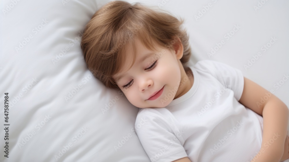 Toddler sleeping on pillow ,Young child sleeping carefree relax and joyful happiness Toddler sleeping on pillow ,Young child sleeping carefree relax and joyful happiness