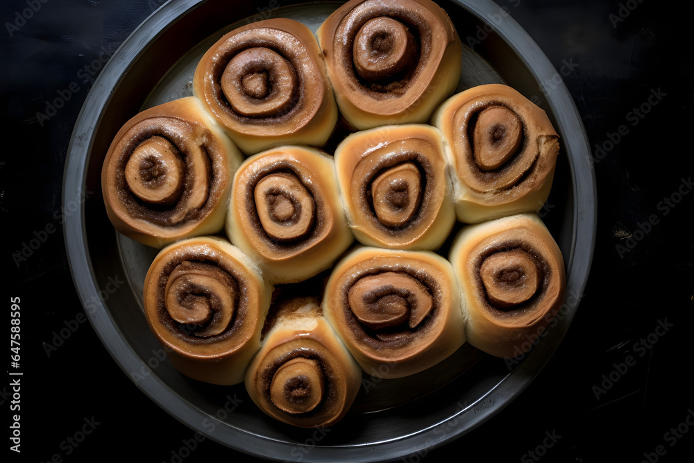 Quince Cinnamon Rolls, sweet pastry in a dish