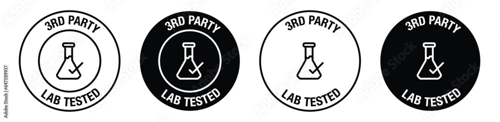 3RD Party Lab Tested vector symbol in black color - obrazy, fototapety, plakaty 