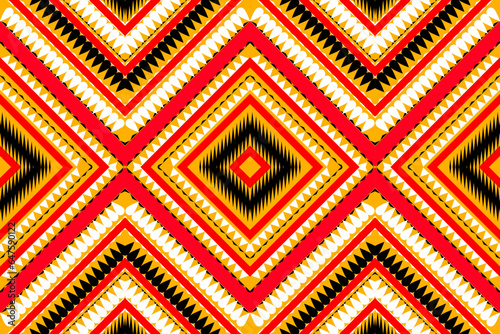 Abstract pattern, seamless floral, ikat work, geometric shapes, Indian tribal pattern, tulki red white black for textiles prints rugs cushions bed sheets.