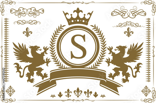 紋章グリフォンイニシャルロゴ