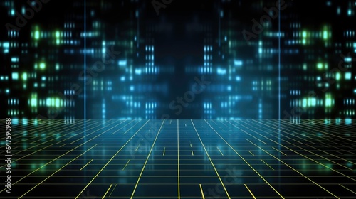 Illustration of a futuristic digital circuit, abstract sci-fi user interface concept with gradient dots and lines, representing artificial intelligence on an abstract vector background.