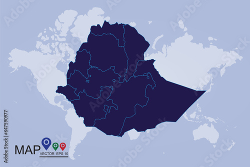 Map - Ethiopia. Vector illustration eps 10.