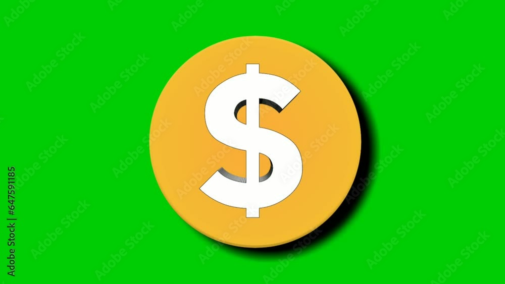 Moving up Dollar coin money animation sign symbol motion graphics on green screen.video elements business concept Moving up Dollar coin money animation sign symbol motion graphics on green screen.video elements business concept