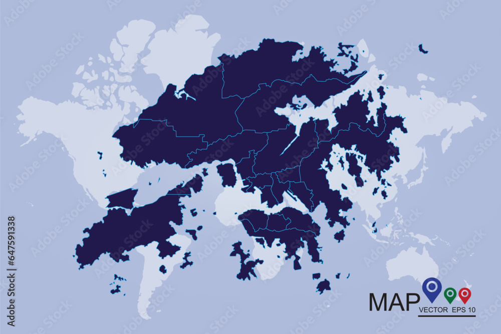 Obraz premium Map of HongKong. Vector illustration eps 10.