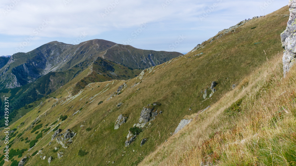 Walking in autumn in Slovakian Hight Tatra valley