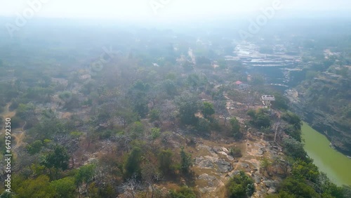 The Rajdari and Devdari waterfalls are located within the lush green Chandraprabha Wildlife Sanctuary view from Drone photo