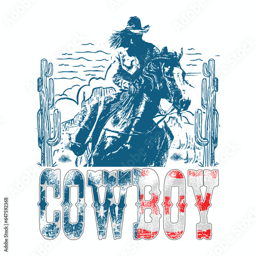 American flag cowboy t-shirt design