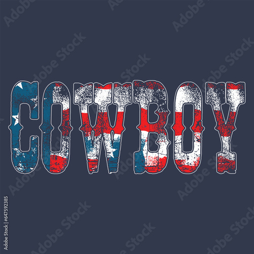 American flag cowboy t-shirt design