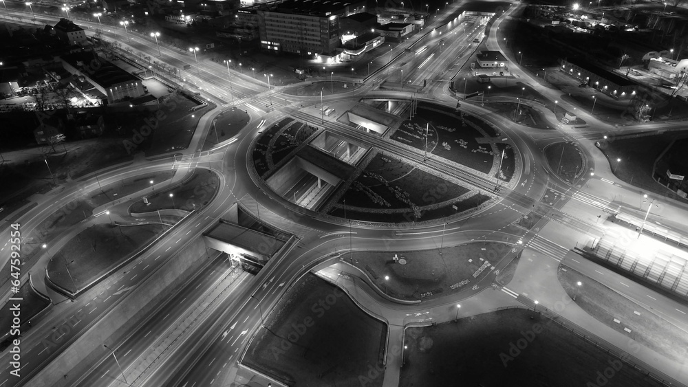 Aerial City Junction Traffic Time Lapse at Night Aerial City Junction Traffic Time Lapse at Night