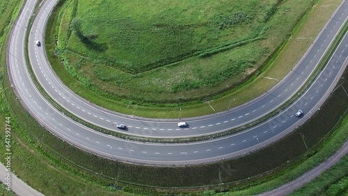 Aerial of Highway Junction in Summer Poland