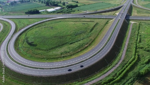 Aerial of Highway Junction in Summer Poland