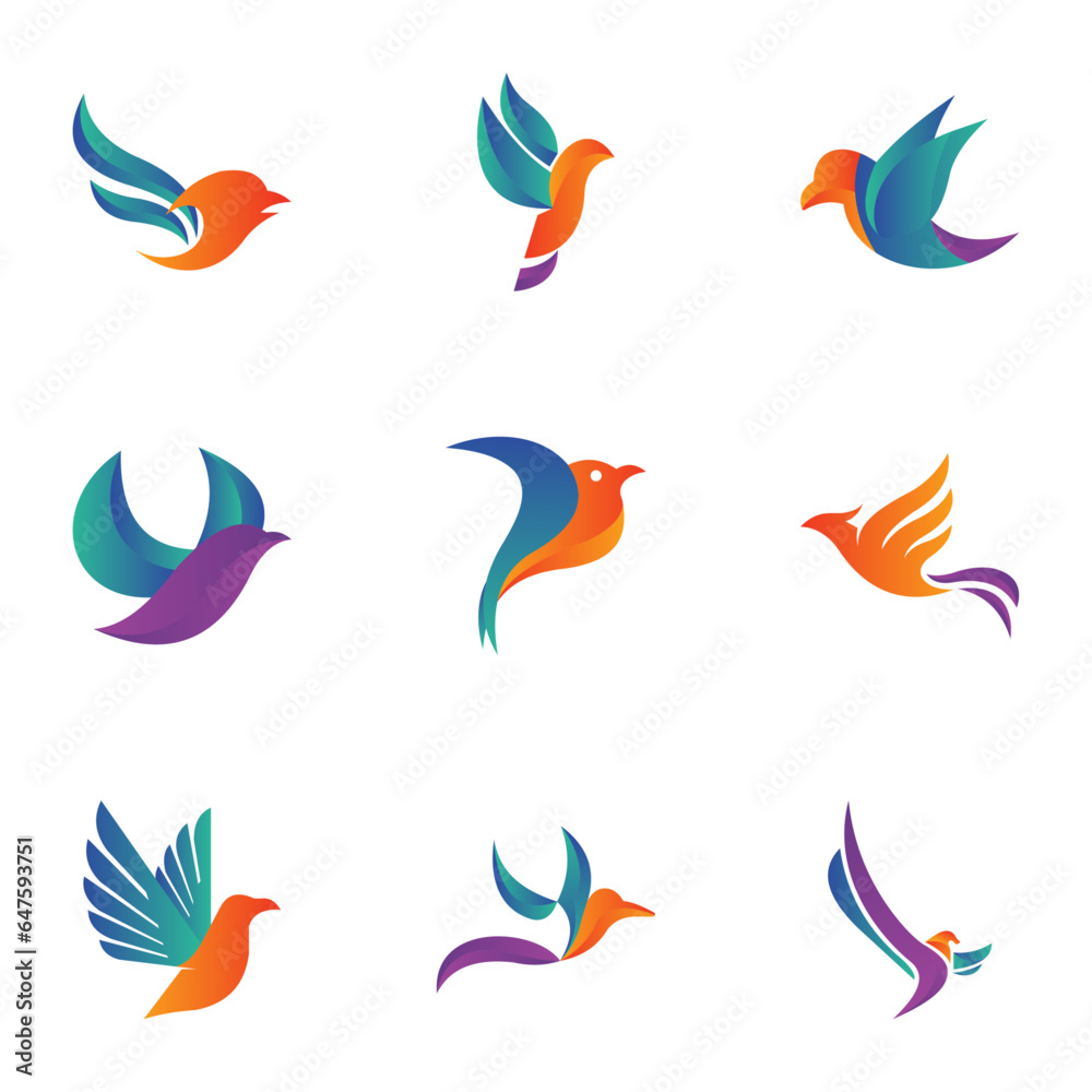 Bird gradient color logo design