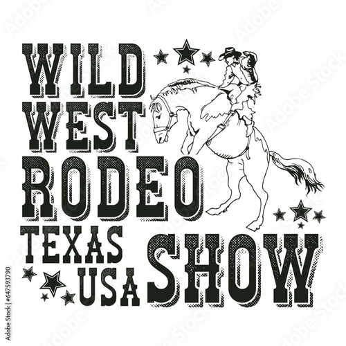 wild west rode show texas usa cowboy t-shirt design
