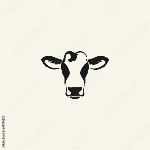 Cow head logo design template on white background.