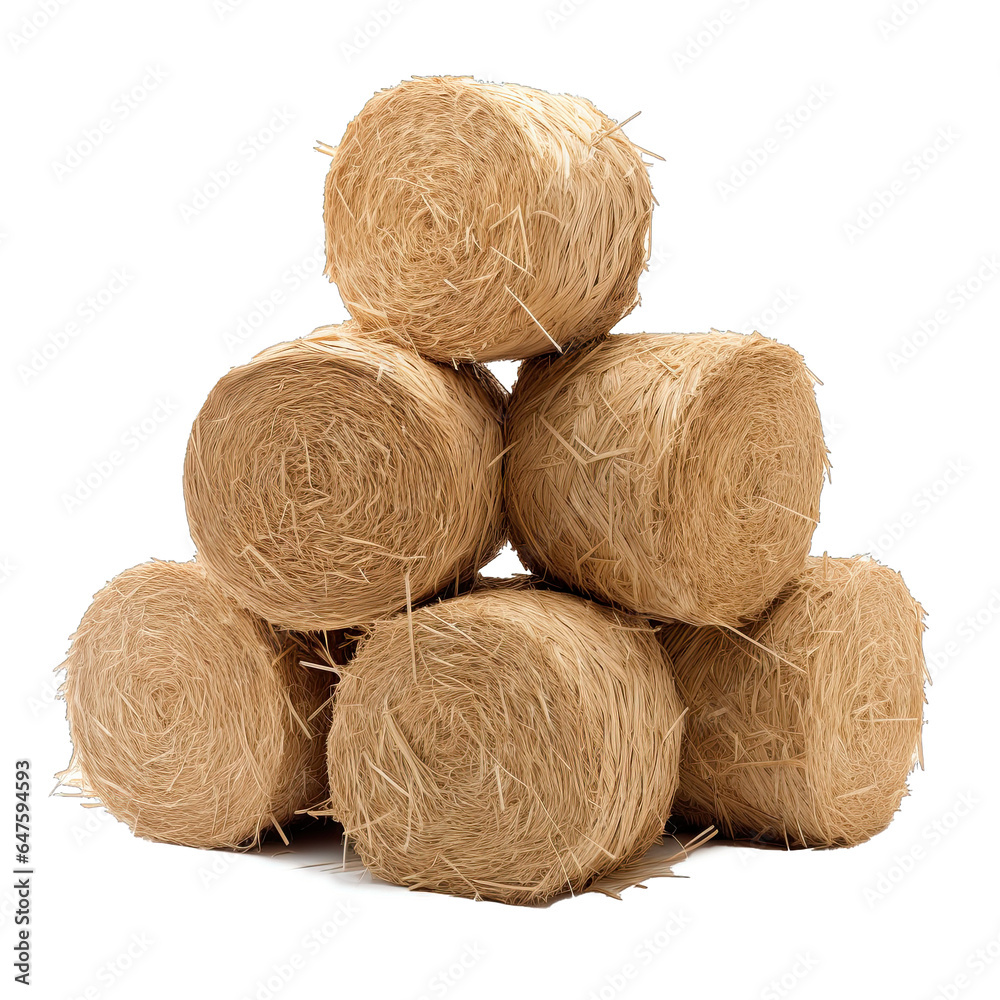straw bales on a white background. Generative AI. straw bales on a white background. Generative AI.