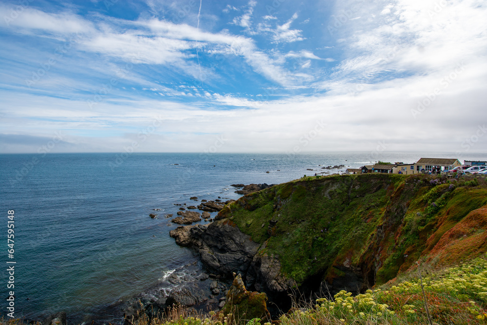 Lizard, Cornwall, UK - August, 2023: View of Lizard Point in Cornwall - the most southern point of England's mainland. Copy space in sky. Lizard, Cornwall, UK - August, 2023: View of Lizard Point in Cornwall - the most southern point of England's mainland. Copy space in sky.