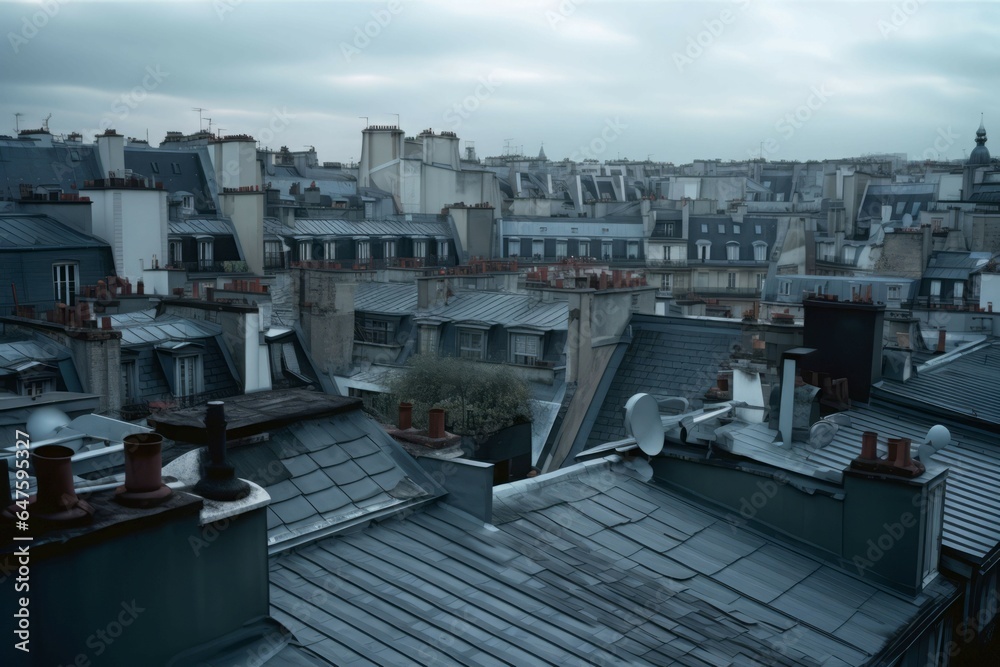 Obraz premium Roofs city view. Generate Ai