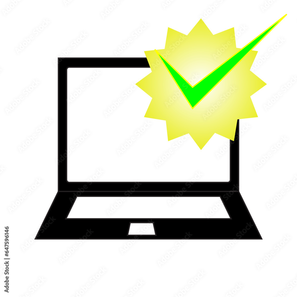 computer or laptop icon with checklist computer or laptop icon with checklist