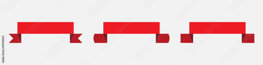 Red ribbon banner vector set Red ribbon banner vector set
