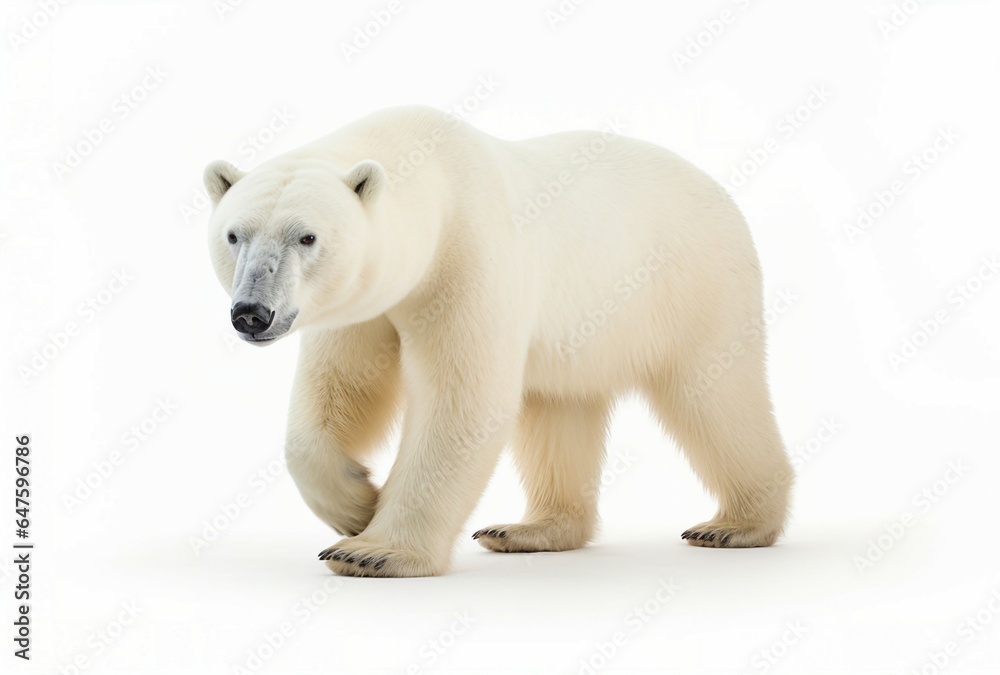 A majestic polar bear walking on a snowy landscape A majestic polar bear walking on a snowy landscape