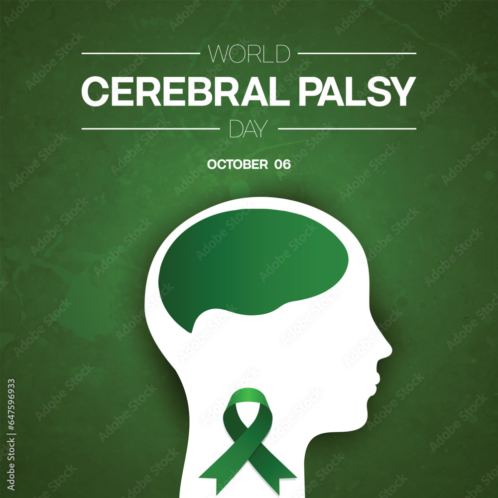 World Cerebral Palsy Day design with a man silhouette and a green ...