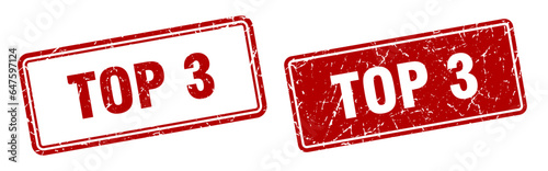 top 3 stamp set. top 3 square grunge sign