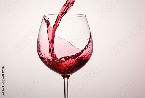 A glass being filled with red wine