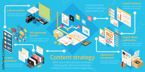 Content Management Isometric Infographic