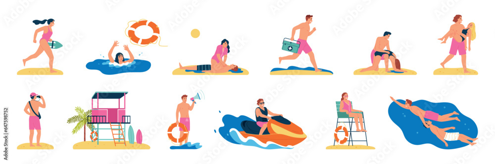 Lifeguard Profession Icons Collection