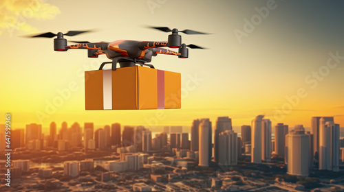 Drone delivering a package