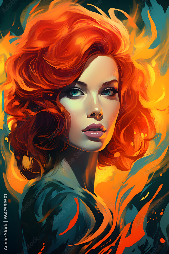 Couverture de livre illustration d'une jeune beauté rousse aux yeux bleus » IA générative Couverture de livre illustration d'une jeune beauté rousse aux yeux bleus » IA générative