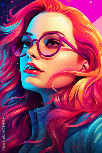 Couverture de livre illustration d'une belle femme rousse à lunettes » IA générative