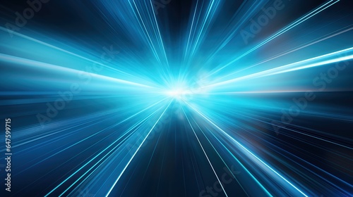 Digital science futuristic technology light rays stripes lines with blue light background. AI generated
