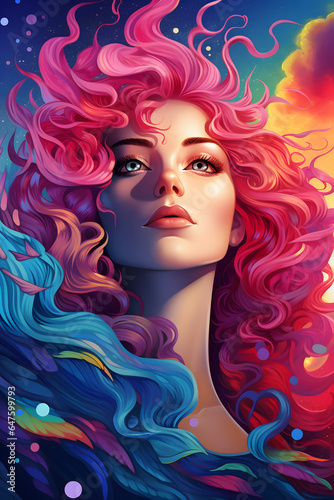 Couverture de livre illustration d une belle femme aux couleurs arc-en-ciel    IA g  n  rative