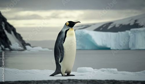 amazing penguin on the snow photography  Generative AI