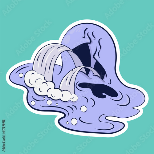 Image of a funny ghost. Sticker with a ghost. Halloween sticker. Cartoon character for comics and postcards – ghost. Vector image