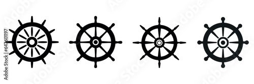 Steering wheel.Set of boat steering wheel in flat style. Vector illustration