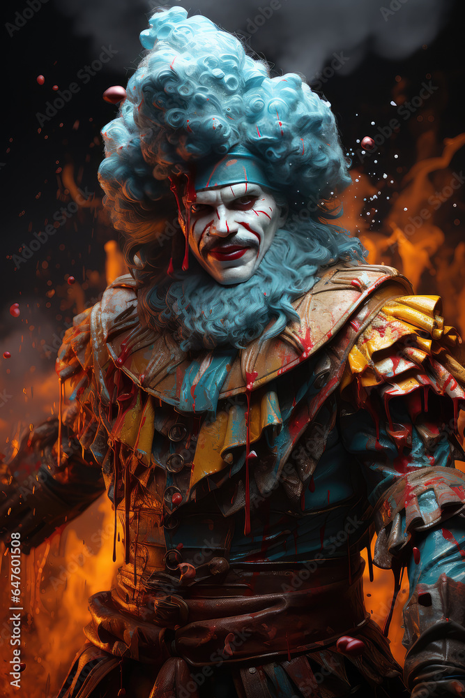Sinister Creation: The Evil Halloween Clown's Haunting Visage by Generative AI