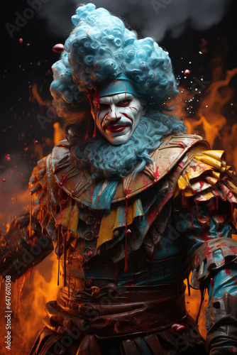 Sinister Creation: The Evil Halloween Clown's Haunting Visage by Generative AI