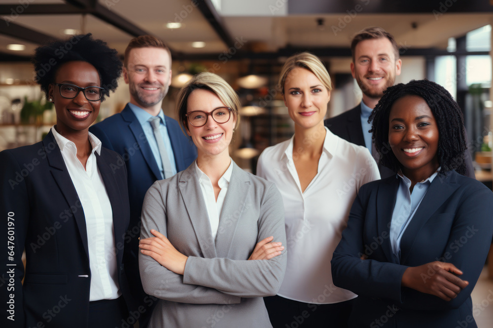 Multiracial diverse business team headed with boss posing to camera. Smiling businesspeople in office. The concept of business. Multiracial diverse business team headed with boss posing to camera. Smiling businesspeople in office. The concept of business.