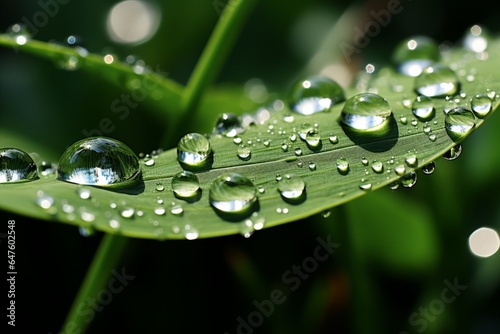 Delicate Dewdrop On A Blade Of Grass, Generative AI