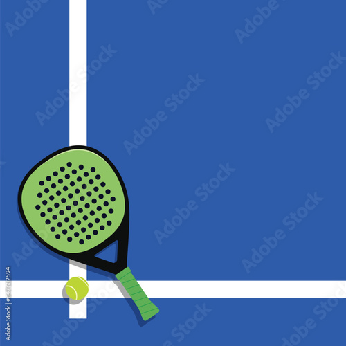 Padel racket ball court background template design vector