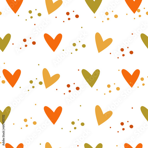 cute seamless pattern with colorful hearts vector picture in doodle style 2