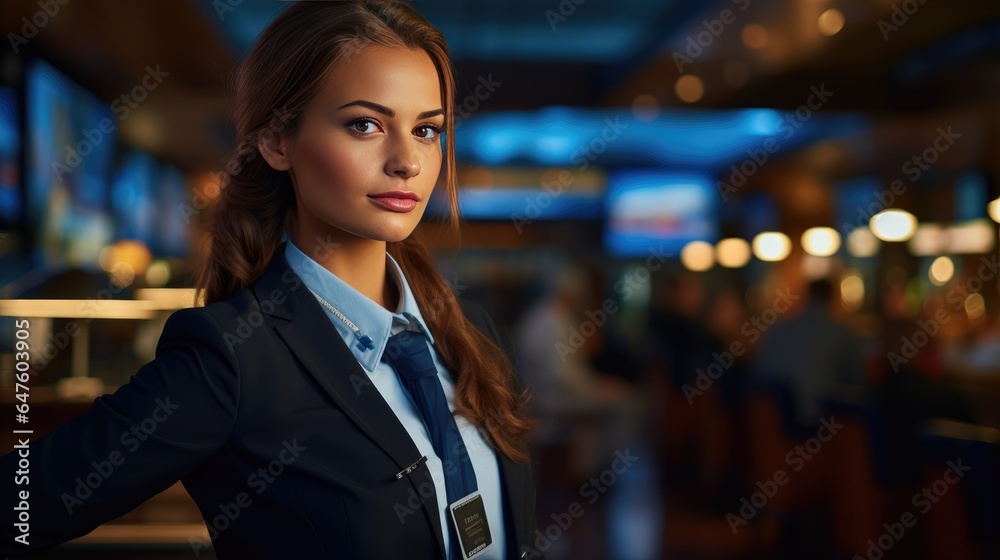 Portrait of a young flight attendant Portrait of a young flight attendant